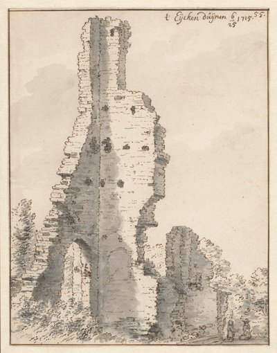 La ruina de la iglesia de Eik en Duinen cerca de La Haya de Valentijn Klotz (attributed to)
