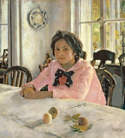 Niña con duraznos de Valentin Aleksandrovich Serov