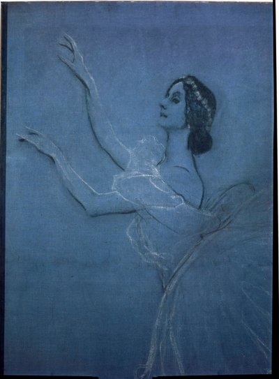 La bailarina Anna Pavlova (1882-1931) en el ballet ""Sylphides"" de Frederic Chopin (1810-1849) (detalle). Obra de Valentin Alexandrovich Serov (1865-1911), témpera y tiza sobre lienzo de Valentin Aleksandrovich Serov