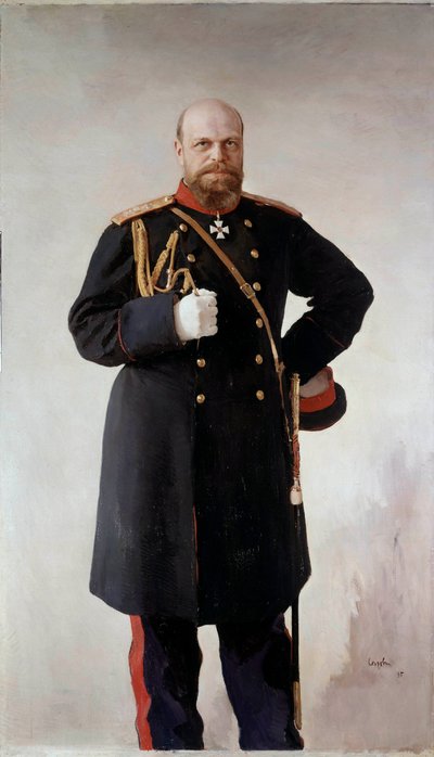 Retrato de cuerpo entero de Alejandro III (1845-1895), Emperador de Rusia. Pintura de Valentin Serov (1865-1911) 1895 San Petersburgo. Castillo de Peterhof de Valentin Aleksandrovich Serov