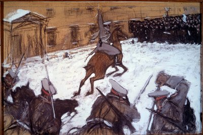 Domingo Rojo (Domingo Sangriento) en San Petersburgo: Represión militar durante las manifestaciones de 1905 en San Petersburgo de Valentin Aleksandrovich Serov