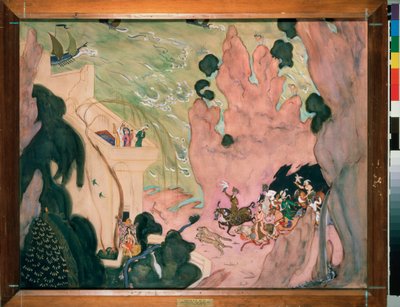 Telón preparatorio para el ballet ""Sheherazade"" (Scheherazade) de Nicholas (Nikolai) Rimsky Korsakov (Rimsky-Korsakov) (1844-1908). Obra de Valentin Alexandrovich Serov (1865-1911), acuarela y gouache sobre papel de Valentin Aleksandrovich Serov
