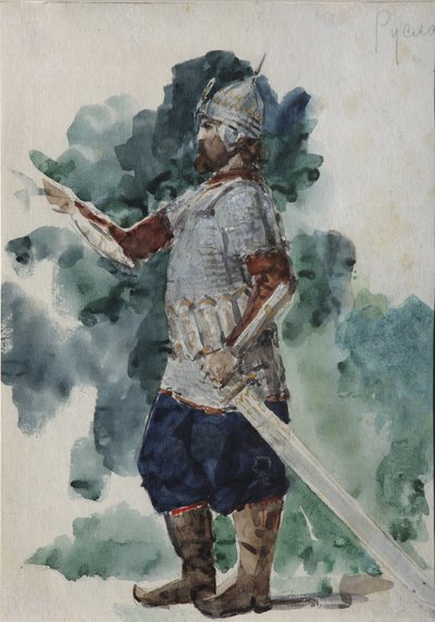 Ruslan. Diseño de vestuario para la ópera Ruslan y Lyudmila de M. Glinka de Valentin Aleksandrovich Serov