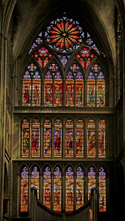 Ventana sur que representa a los Padres de la Iglesia, Santos y primeros Obispos de Metz (vidrieras) de Valentin Bousch