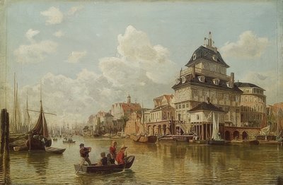 La casa del árbol en el puerto de Hamburgo. 1850 de Valentin Ruths