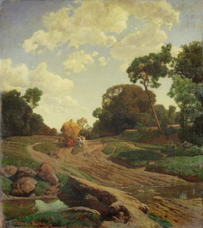 Paisaje con carro de heno, c.1858 de Valentin Ruths