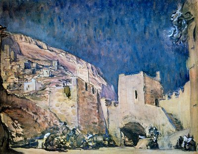Diseño de escenario para la ópera Judith de Alexander Serov de Valentin Serov