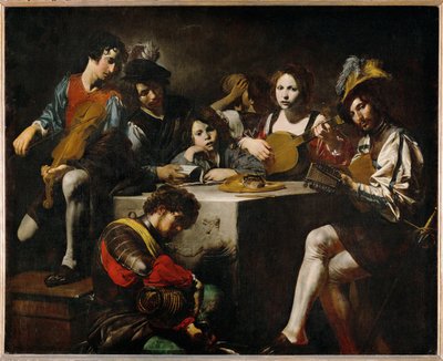 Concierto en bajorrelieve-El concierto ... de Valentin de Boulogne