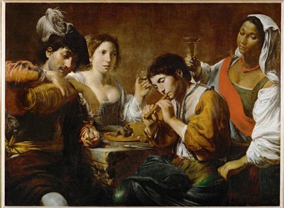 Reunion dans un cabaret - Compañía en una taberna ... de Valentin de Boulogne