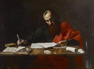 San Pablo escribiendo sus epístolas de Valentin de Boulogne