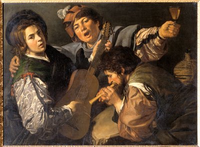 Tres hombres haciendo música, c.1616 de Valentin de Boulogne