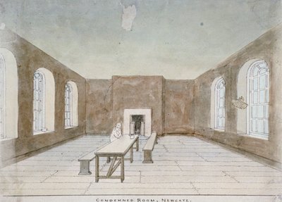 Interior de la sala de condenados en la prisión de Newgate, Old Bailey, Ciudad de Londres, 1810 de Valentine Davis