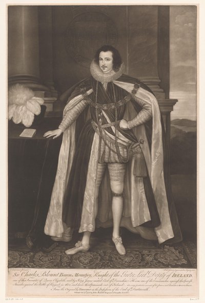 Portret de Charles Blount Sir Charles Blount Baron Mountjoy, Caballero del Parter, Lord Diputado de Irlanda (título sobre el objeto) de Valentine Green