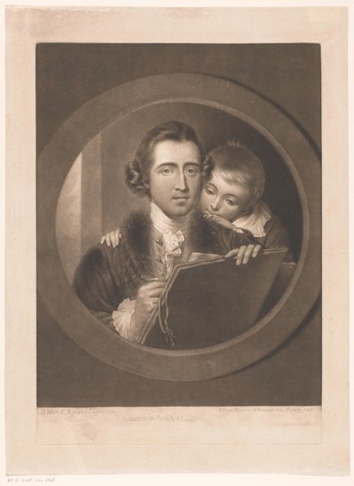Retrato del artista Benjamin West con su hijo Raphael de Valentine Green