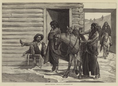 Bocetos americanos, indios en la cabaña de un comerciante de pieles de Valentine Walter Lewis Bromley