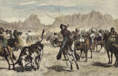 Conduciendo ganado a un corral, Nebraska de Valentine Walter Lewis Bromley