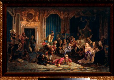 Bufones en la corte de la emperatriz Ana I de Rusia (Anna Ivanovna de Valeri Ivanovich Jacobi