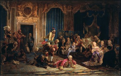 Bufones en la corte de la emperatriz Anna Ioannovna, 1872 de Valery Ivanovich Jacobi
