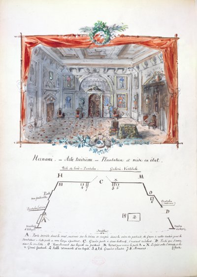 Diseño de escenario y direcciones para una producción de Hernani de Victor Hugo (1802-85), 1879 de Valnay Pere et fils