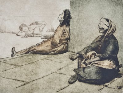 Mendigos napolitanos (dibujo) de Valère Bernard