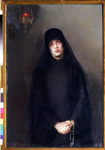 Una monja (Una monja). Pintura de Varvara Matveyevna Baruzdina (1862-1941). Óleo sobre lienzo de Varvara Baruzdina