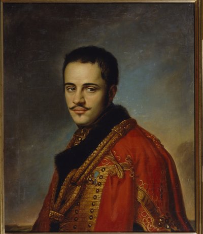 Retrato de Nikolay Niolayevich Raevsky el Joven (1801-1843). (Retrato de N.N. Raevsky el Joven). Pintura de Vasili Andreyevich Tropinin (Vassili Tropinin) (1776-1857), óleo sobre lienzo de Vasili Andreevich Tropinin