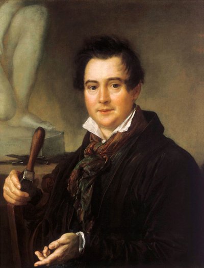 Retrato del escultor Ivan P. Vitali 1794-1855, siglo XIX de Vasili Andreyevich Tropinin