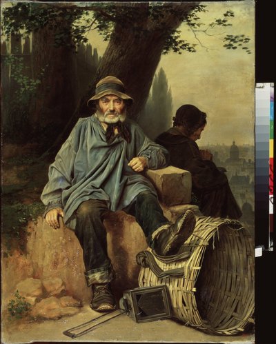 Mercados de pulgas en París (Francia). Pintura de Vasily (Vasily) Grigoryevich Perov (1834-1882), óleo sobre lienzo de Vasili Grigorevich Perov