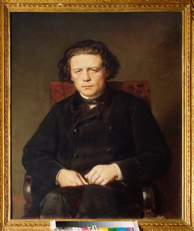 Retrato de Antón Rubinstein (1829-1894). Pintura de Vasili (Vasili) Grigoryevich Perov (1834-1882), óleo sobre lienzo de Vasili Grigorevich Perov