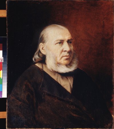 Retrato del escritor Sergei Timofeievich Aksakov (1791-1859). Pintura de Vasili (Vasili) Grigorievich Perov (1834-1882), óleo sobre lienzo. arte ruso de Vasili Grigorevich Perov