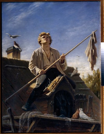Un colombófilo (un colombófilo). Pintura de Vasily (Vasily) Grigoryevich Perov (1834-1882), óleo sobre lienzo de Vasili Grigorevich Perov