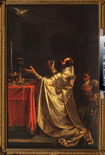 Basilio el Grande (330-379) (o Basilio de Cesarea) postrándose ante la paloma del Espíritu Santo (Espíritu Santo) - Basilio el Grande - Pintura de Vasili Kuzmich Shebuev (1777-1855), óleo sobre lienzo de Vasili Kuzmich Shebuev