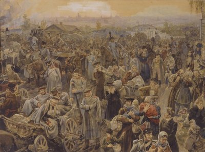 La retirada de las tropas rusas de Moscú en 1812 de Vasili Petrovich Lebedev