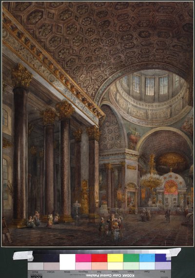 Vista interior de la Catedral de Kazán en San Petersburgo, por Vasily Semyonovich Sadovnikov (1800-1879) de Vasili Semenovich Sadovnikov