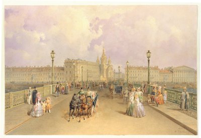 Vista del Puente Blagoveshchensky en San Petersburgo de Vasili Semenovich Sadovnikov