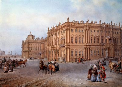 Vista del Palacio de Invierno en San Petersburgo en 1843 de Vasili Semenovich Sadovnikov