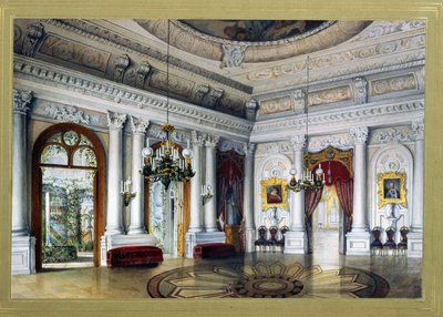Vista de la Sala Antonio Vighi en el Palacio Yusupov (Youssoupov, Youssoupoff) en San Petersburgo, también llamado Palacio Moika (La sala Antonio Vigi en el Palacio Yusupov en San Petersburgo). Obra de Vasily Semyonovich Sadovnikov (1800-1879). ac de Vasili Semenovich Sadovnikov