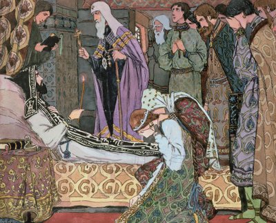 Lecho de muerte del Gran Duque Dmitry de Don (1350-89), c.1910 de Vasili Vasil