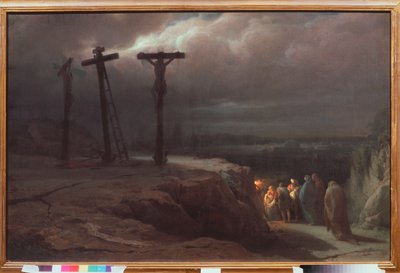 Noche en el Calvario - Pintura de Vasili Petrovich Vereshchagin (Vassili Vereshchagin) (1835-1909), óleo sobre lienzo de Vasili Vasilievich Vereshchagin