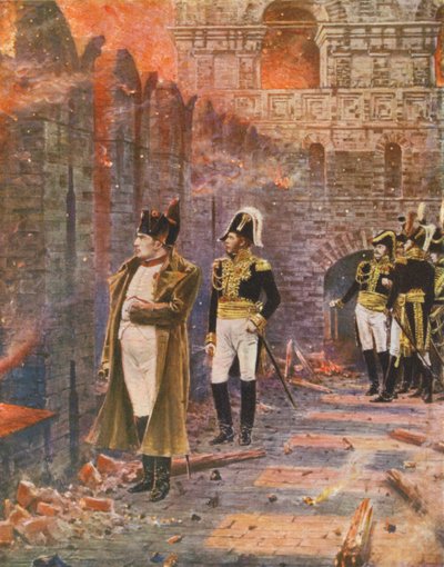 Napoleón observa el incendio de Moscú (litografía en color) de Vasili Vasilievich Vereshchagin