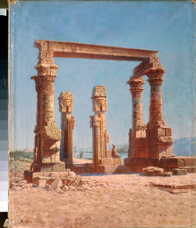 Ruinas de un templo egipcio (Ruinas del templo egipcio) - Pintura de Vasili Vasilyevich Vereshchagin (Vassili Vereshchagin) (1842-1904), óleo sobre lienzo, arte ruso, paisaje del siglo XIX-XX - Museo de Arte Regional, Gorlovka (u Horlivka) (Ucrania ) de Vasili Vasilievich Vereshchagin