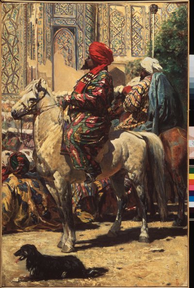 Un cavalier a Samarcande (Uzbekistán) (Un jinete en Samarcanda) - Peinture de Vasili Vailyevich Vereshchagin (Vassili Verechtchaguine) (1842-1904), huile sur toile de Vasili Vasilievich Vereshchagin