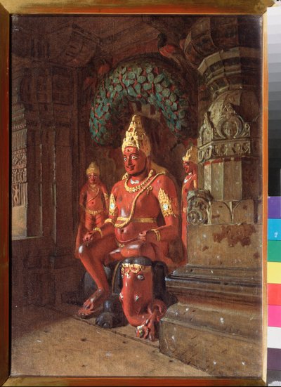 Una estatua de Vishnu en el templo de Indra - Pintura de Vasili Vasilyevich Vereshchagin (Vassili Vereshchagin) (1842-1904), óleo sobre lienzo de Vasili Vasilievich Vereshchagin