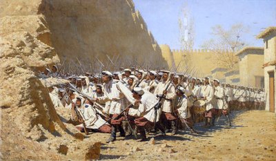 En las murallas de la fortaleza. ¡Déjenlos entrar!, 1871 de Vasili Vasilyevich Vereshchagin