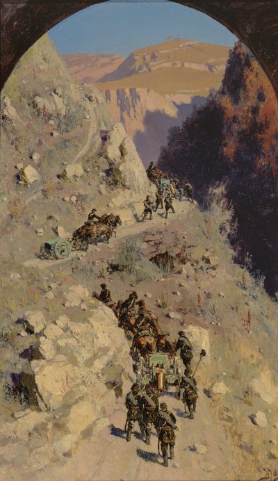 Artillería en las montañas del Cáucaso, 1883 de Vasilij Dmitrievich Polenov