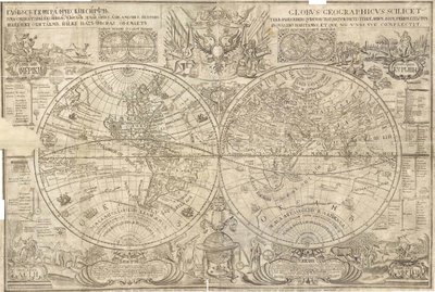 Mapa del mundo de doble hemisferio de Vasily Anufrievich Kiprianov