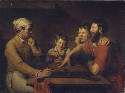 Un cocinero jugando a las damas con un cuidador, 1824 de Vasily Ivanovich Gryaznov