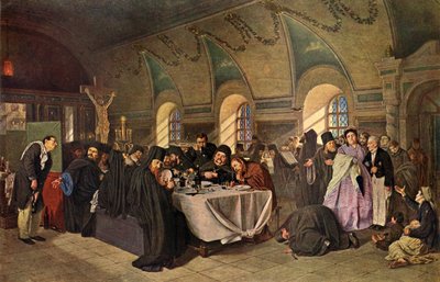 Un banquete en el monasterio, 1865-1875 de Vasily Perov