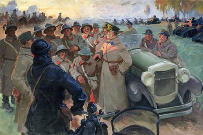 Kliment Voroshilov (1881-1969) sobre las maniobras de Vasily Semyonovich Svarog