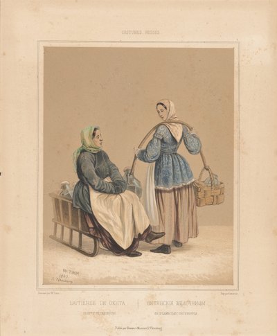 Lecheras en Okhta, mediados del siglo XIX de Georg Wilhelm Timm
